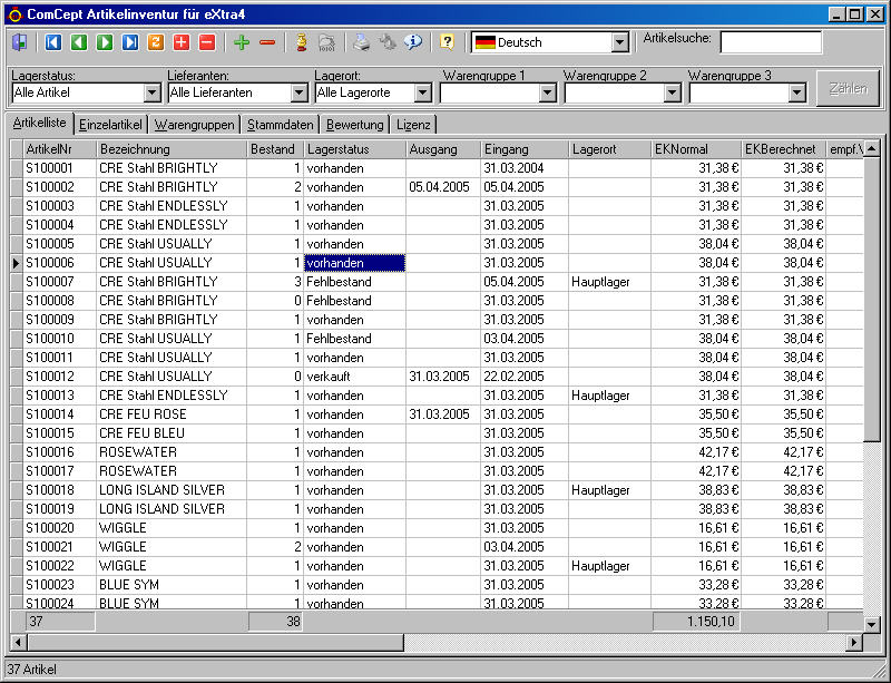 Hauptfenster Übersicht